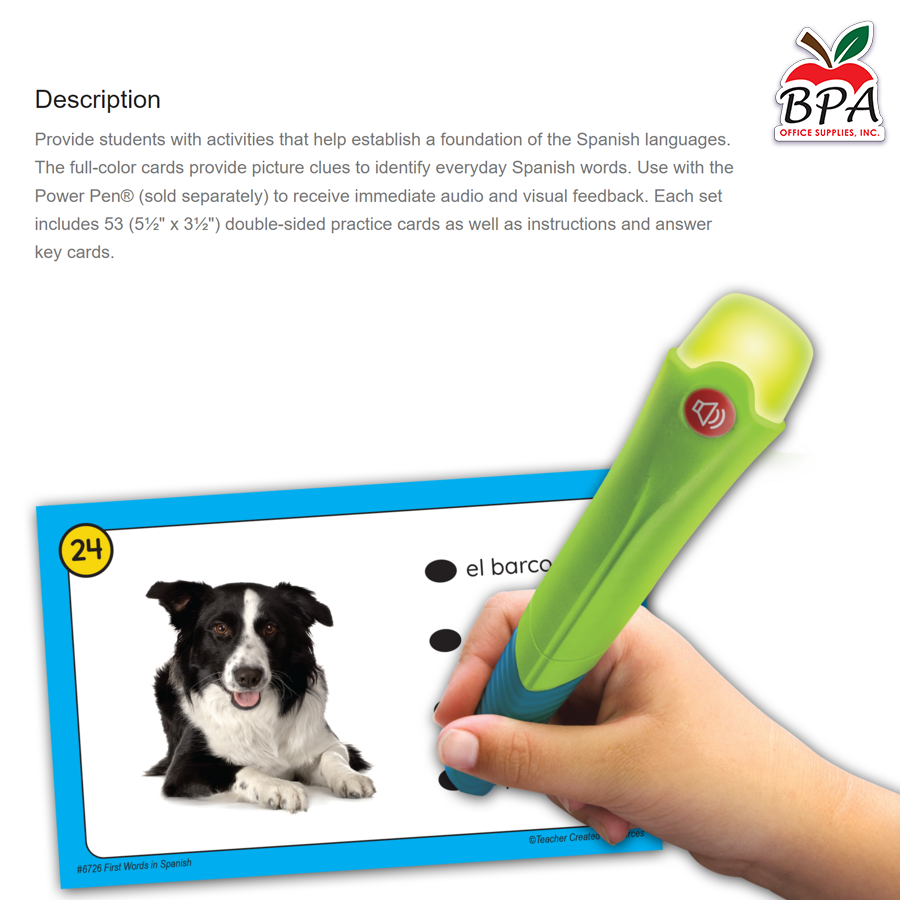 Teacher Created Resources • Power Pen Learning Cards: First Words in Spanish